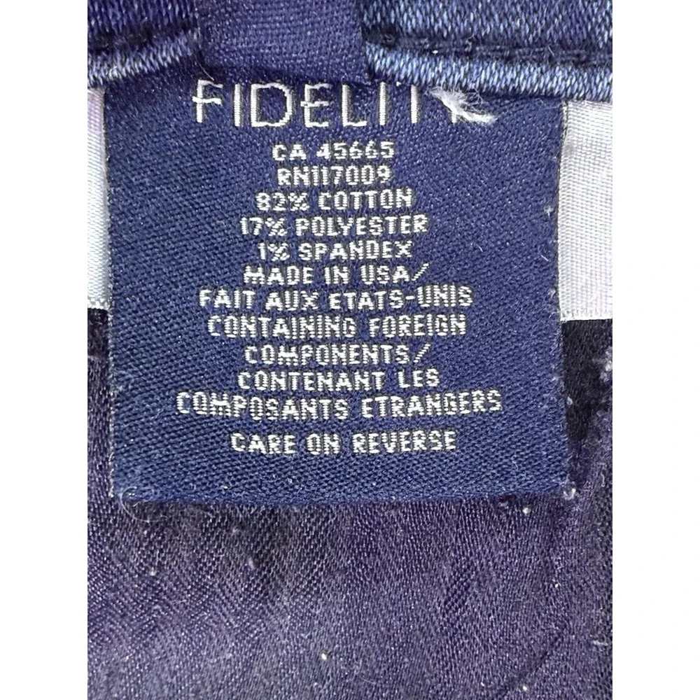 Fidelity Jeans Mens 32x30 Blue Straight‎ Slim Dark Wash Torino Narrow Low Rise